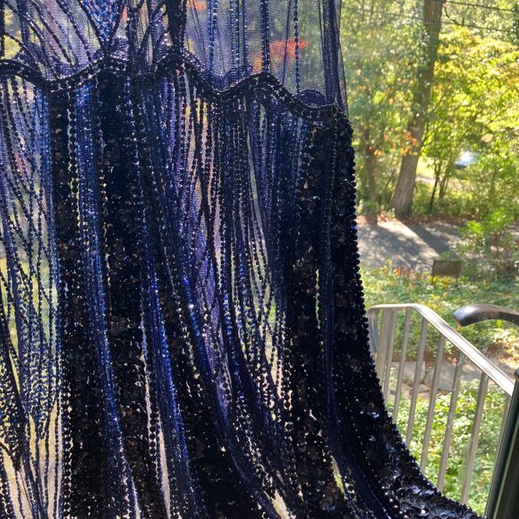 Chic Midnight Blue Embellished Midi Dress - Picture 9 of 15